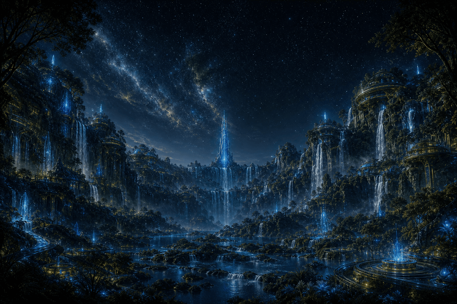 Cascades of Life under starlight